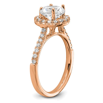 14k Rose Gold 1/2 Ct. Lab Grown Diamond VS/SI+ G+ 1 1/2 Ct. Center Round Semi Mount Engagement Ring
