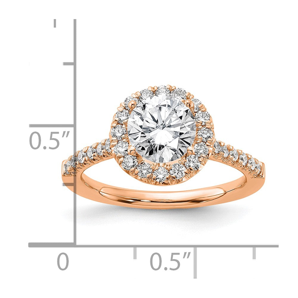 14k Rose Gold 1/2 Ct. Lab Grown Diamond VS/SI+ G+ 1 1/2 Ct. Center Round Semi Mount Engagement Ring