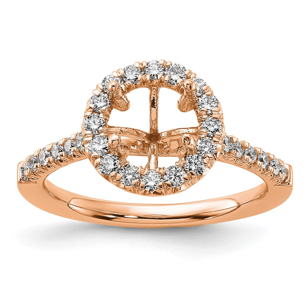 14k Rose Gold 1/2 Ct. Lab Grown Diamond VS/SI+ G+ 1 1/2 Ct. Center Round Semi Mount Engagement Ring