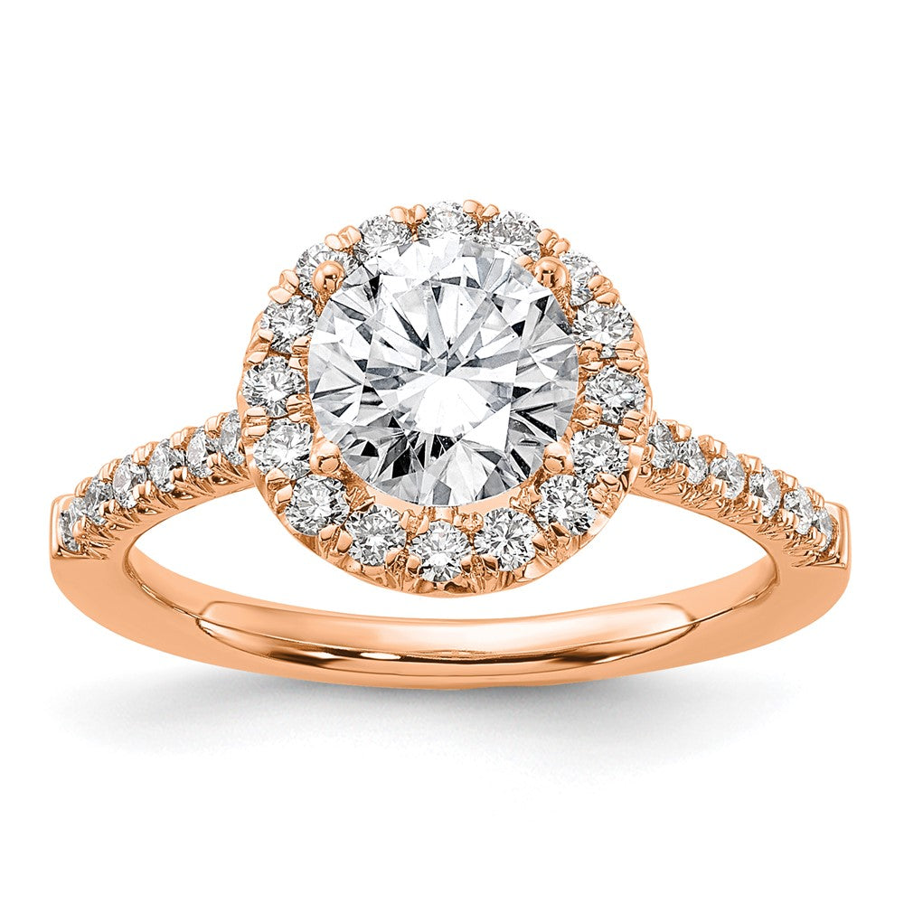 14k Rose Gold 1/2 Ct. Lab Grown Diamond VS/SI+ G+ 1 1/2 Ct. Center Round Semi Mount Engagement Ring