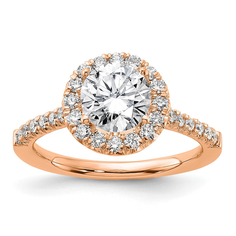 14k Rose Gold 1/2 Ct. Lab Grown Diamond VS/SI+ G+ 1 1/2 Ct. Center Round Semi Mount Engagement Ring