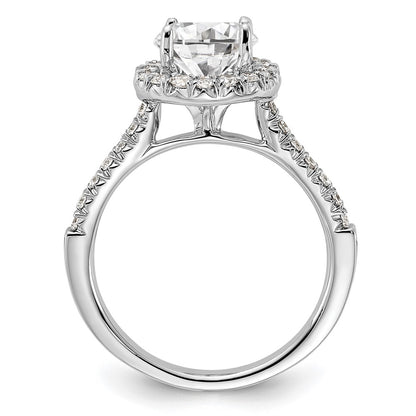 14kw Round Halo Simulated Diamond Engagement Ring