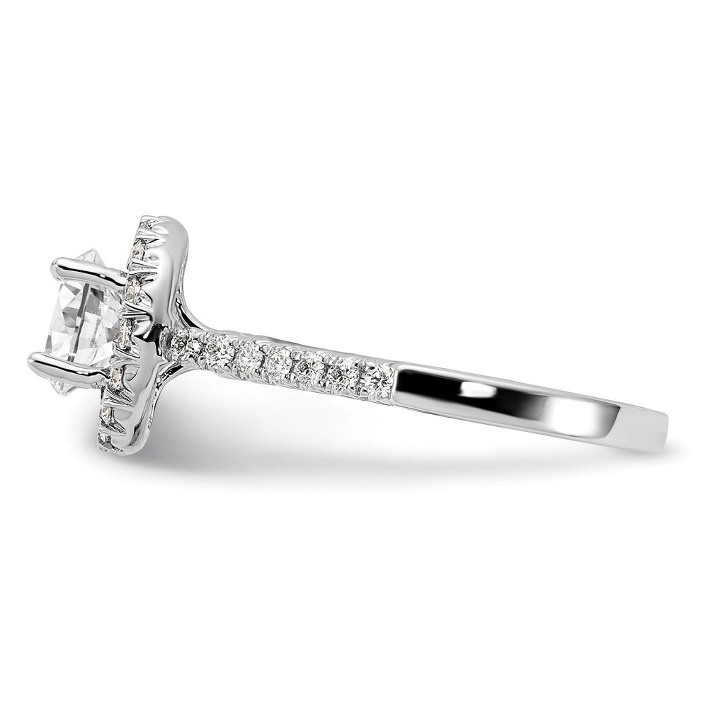 True Origin 14K White Gold 1/2 carat Lab Grown Diamond VS+ F+ Semi-Mount Round Halo Engagement Ring