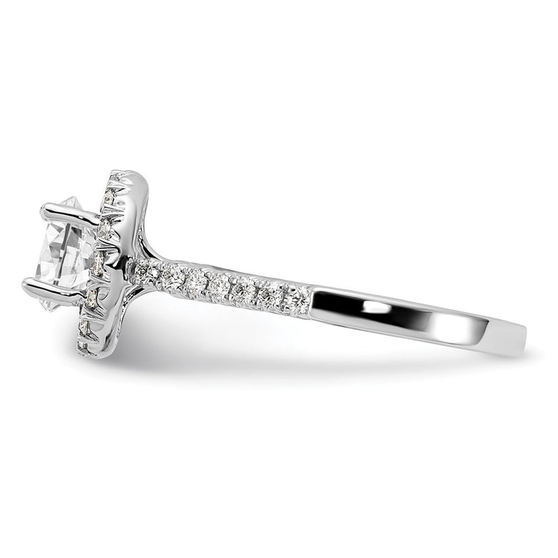 True Origin 14K White Gold 1/2 carat Lab Grown Diamond VS+ F+ Semi-Mount Round Halo Engagement Ring