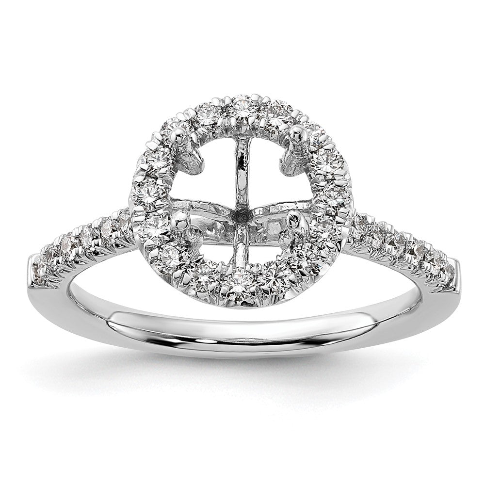 14k White Gold 1/2 Ct. Lab Grown Diamond VS/SI+ G+ 1 1/2 Ct. Center Round Semi Mount Engagement Ring