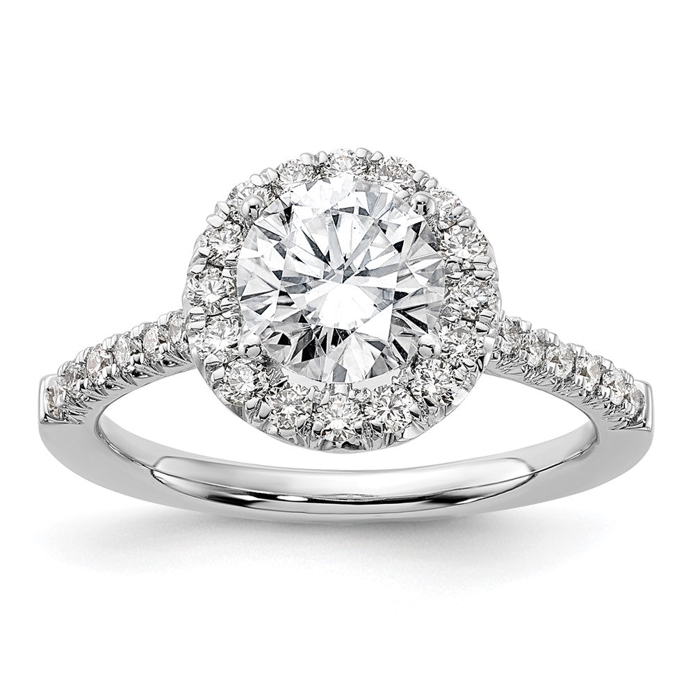14k White Gold 1/2 Ct. Lab Grown Diamond VS/SI+ G+ 1 1/2 Ct. Center Round Semi Mount Engagement Ring