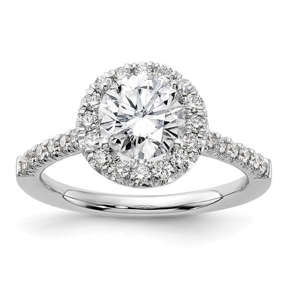 14k White Gold 1/2 Ct. Lab Grown Diamond VS/SI+ G+ 1 1/2 Ct. Center Round Semi Mount Engagement Ring