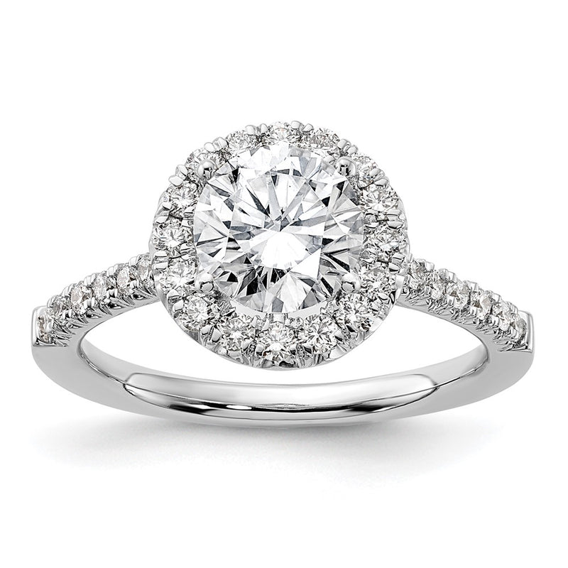 14k White Gold 1/2 Ct. Lab Grown Diamond VS/SI+ G+ 1 1/2 Ct. Center Round Semi Mount Engagement Ring