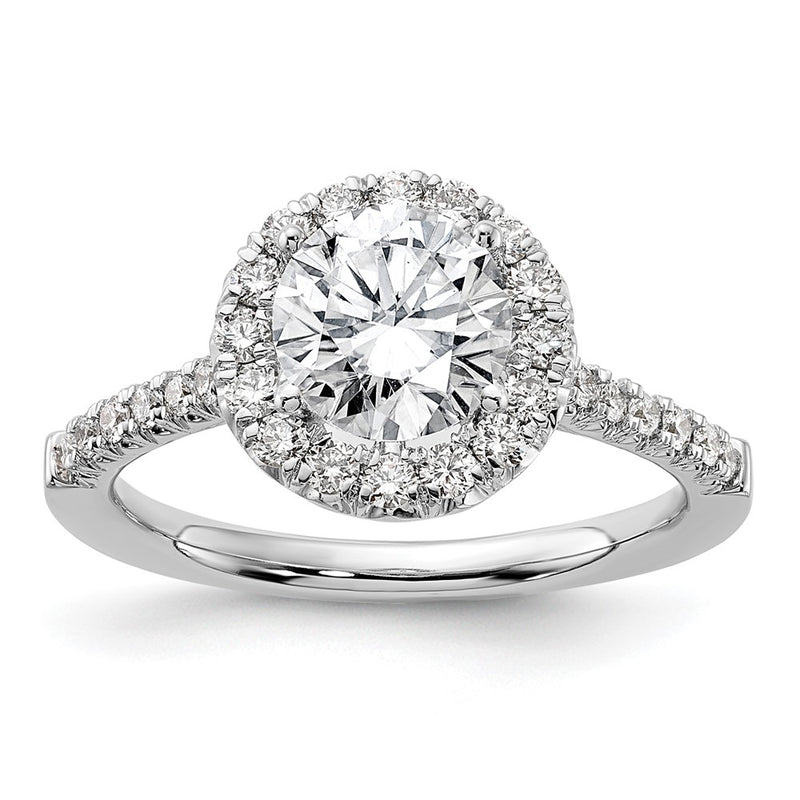 True Origin 14K White Gold 1/2 carat Lab Grown Diamond VS+ F+ Semi-Mount Round Halo Engagement Ring