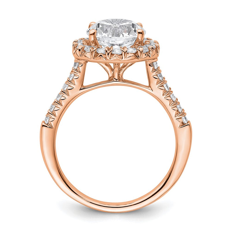 14K Rose Gold Lab Grown Diamond VS/SI FGH Halo Engagement Semi-mount Ring