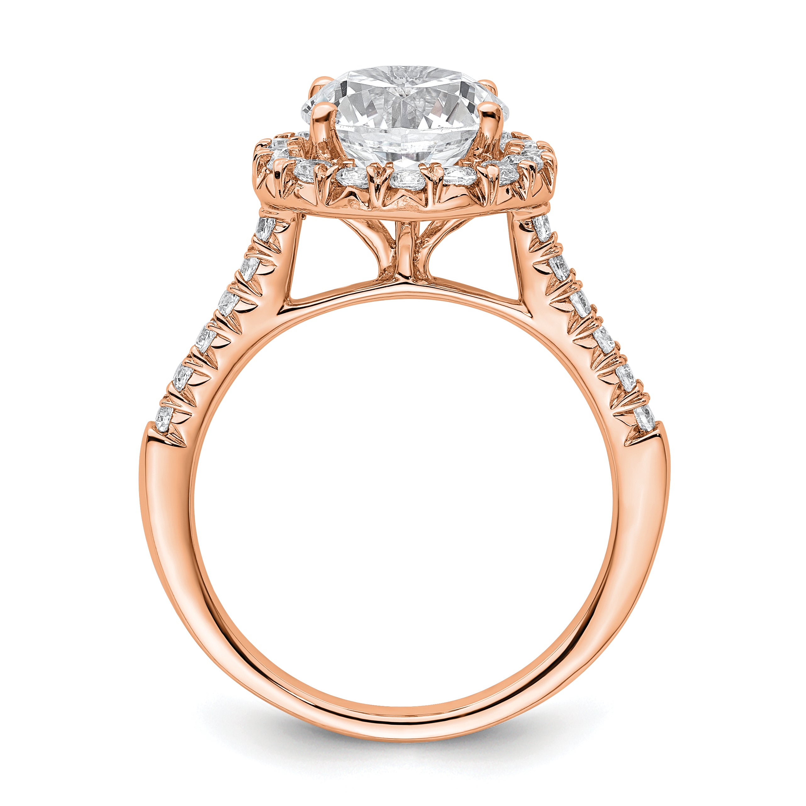 14K Rose Gold Lab Grown Diamond VS/SI FGH Halo Engagement Semi-mount Ring