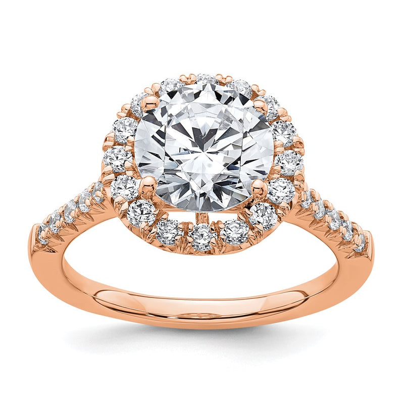 14K Rose Gold Lab Grown Diamond VS/SI FGH Halo Engagement Semi-mount Ring