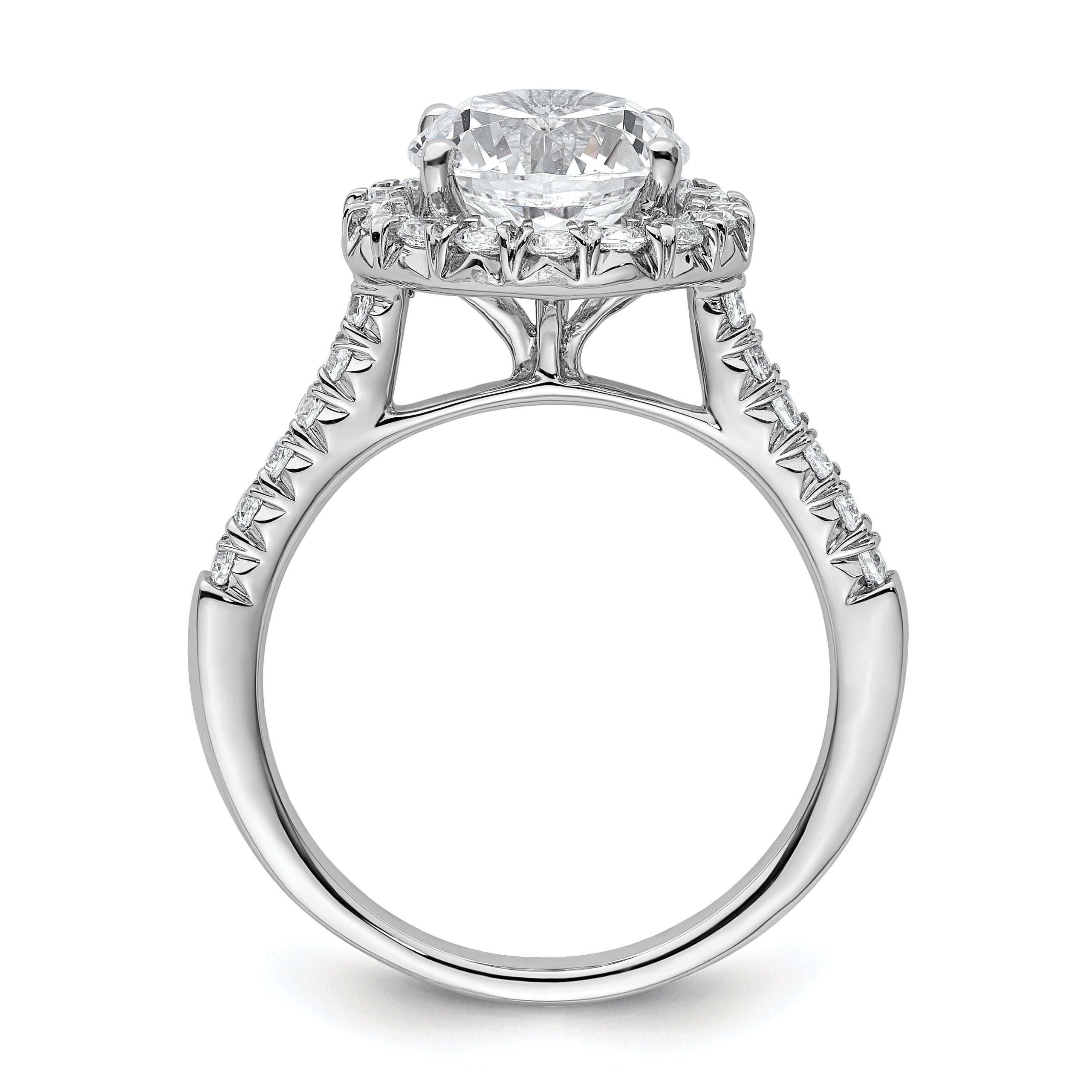 14k White Gold 14kw Lab Grown VS/SI+ G+ Diamond Round Halo Semi-mount Engagement Ring
