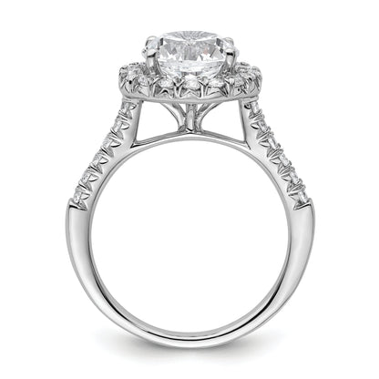 14k White Gold 14kw Lab Grown VS/SI+ G+ Diamond Round Halo Semi-mount Engagement Ring