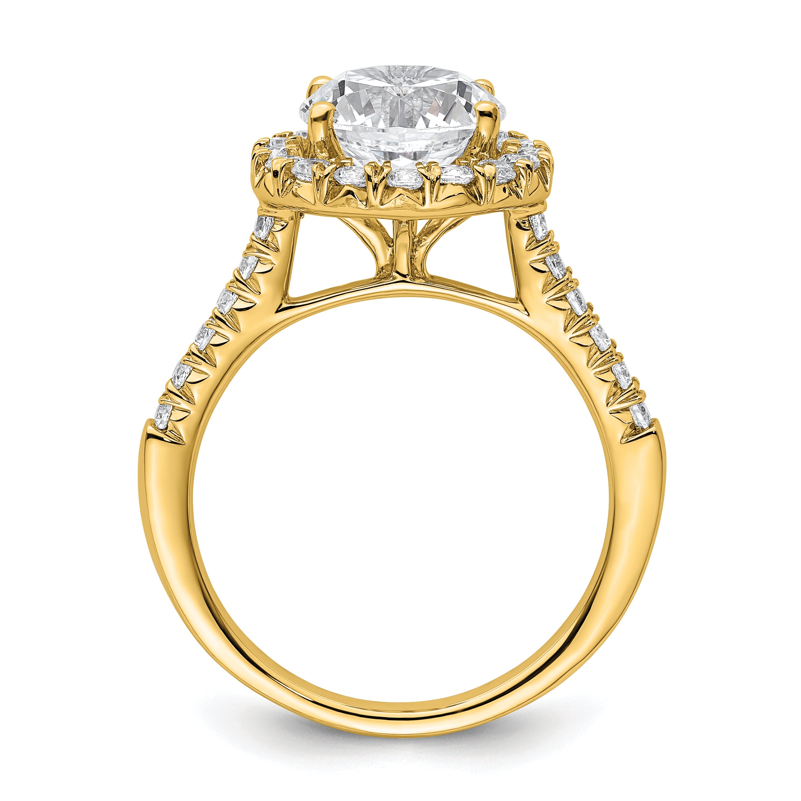 14k Yellow Gold Lab Grown Diamond VS/SI FGH Halo Engagement Semi-mount Ring