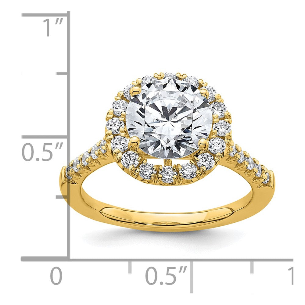 14k Yellow Gold Lab Grown Diamond VS/SI FGH Halo Engagement Semi-mount Ring