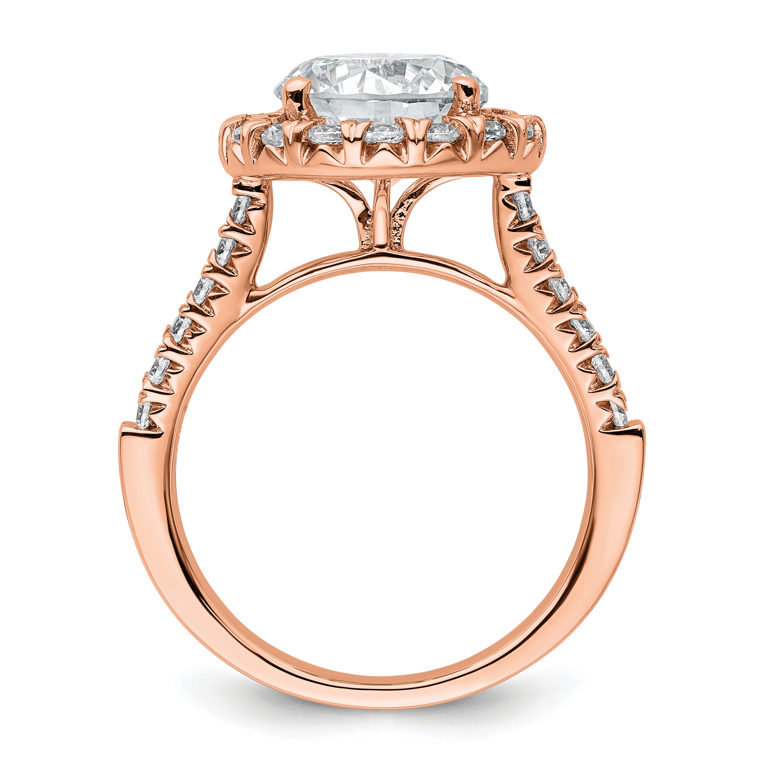 14k Rose Gold White 5/8 Ct. Lab Grown Diamond VS/SI+ G+ 3 Ct. Center Round Engagement Ring