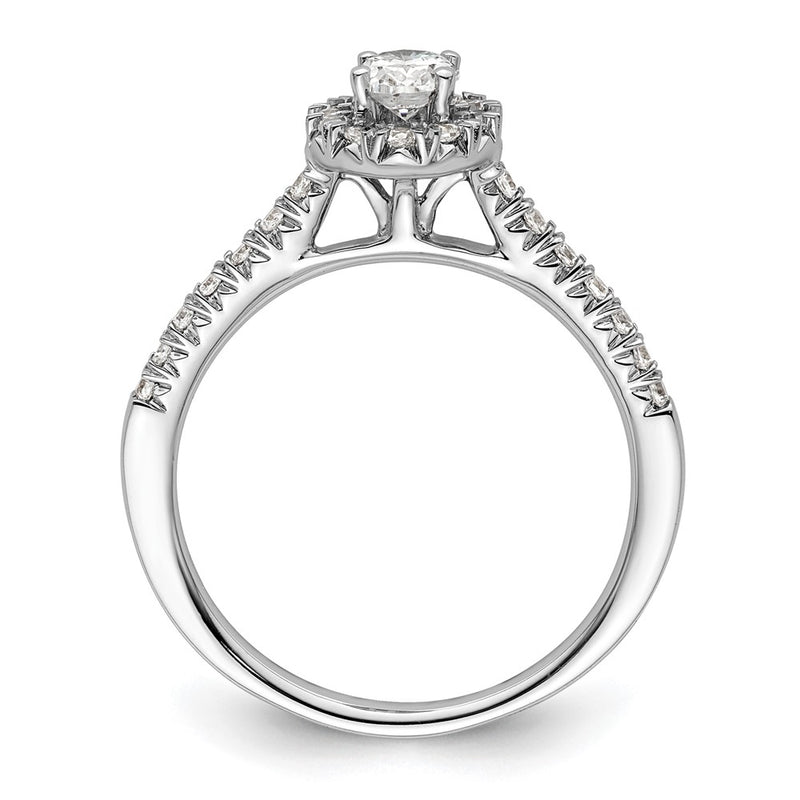 14kw Oval Halo Simulated Diamond Engagement Ring