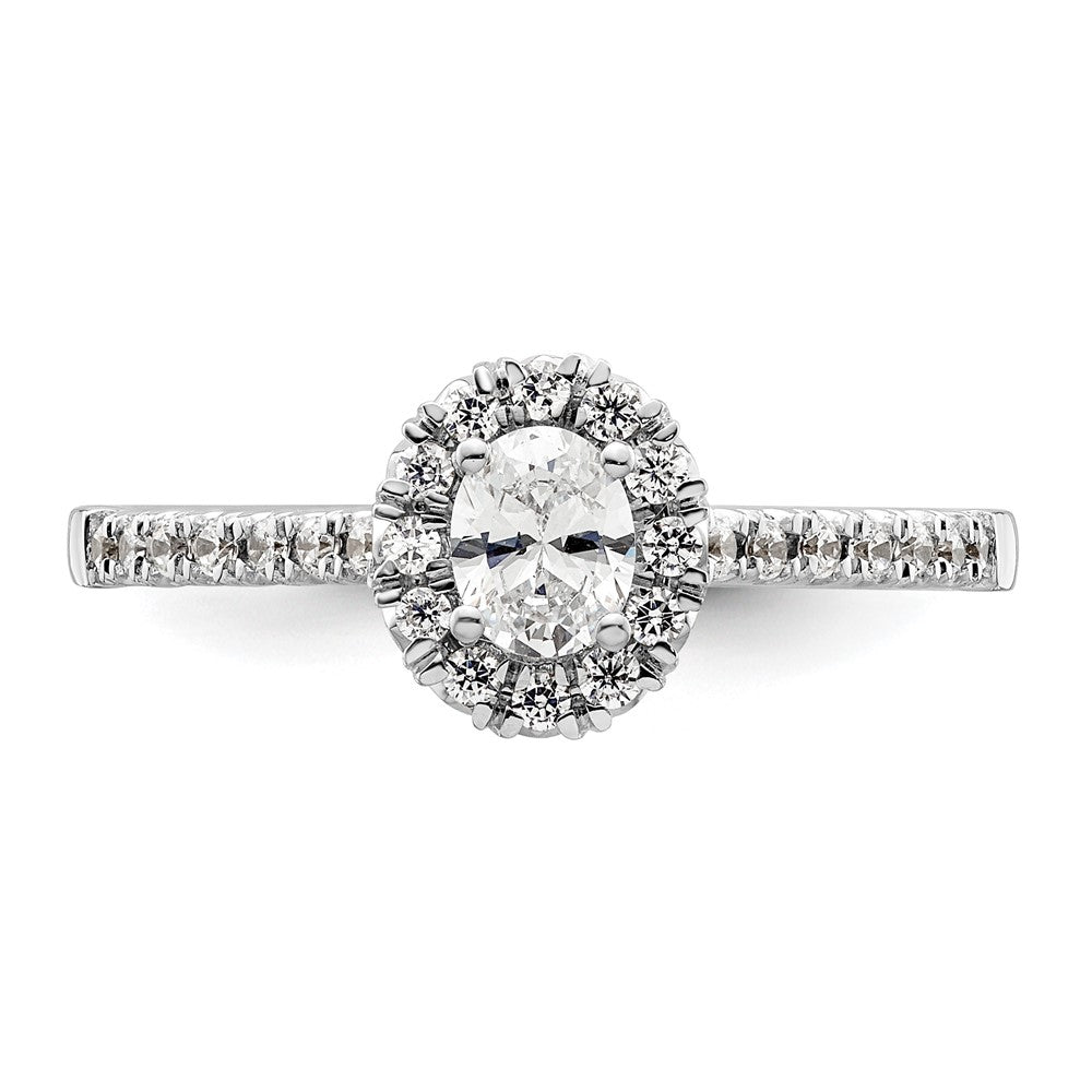 14kw Oval Halo Simulated Diamond Engagement Ring