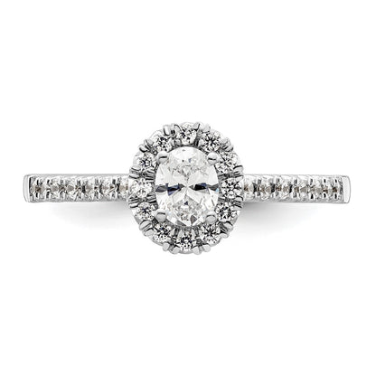 14kw Oval Halo Simulated Diamond Engagement Ring
