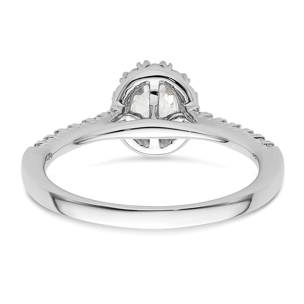 14kw Oval Halo Simulated Diamond Engagement Ring