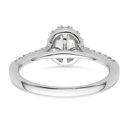 14kw Oval Halo Simulated Diamond Engagement Ring