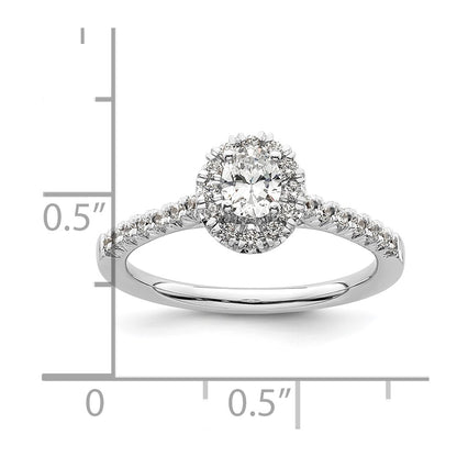 14kw Oval Halo Simulated Diamond Engagement Ring