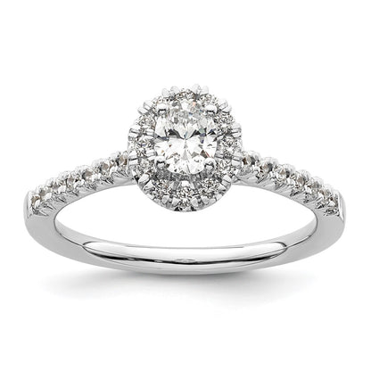 14kw Oval Halo Simulated Diamond Engagement Ring