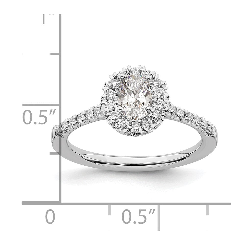 14k White Gold 7/8 Ct. Lab Grown Diamond VS/SI+ G+ Oval Halo Engagement Ring