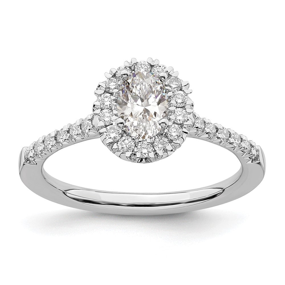 14kw Oval Halo Simulated Diamond Engagement Ring