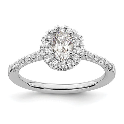 14kw Oval Halo Simulated Diamond Engagement Ring