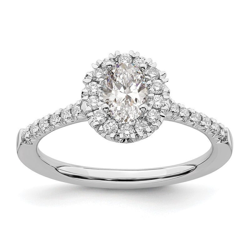 14kw Oval Halo Simulated Diamond Engagement Ring
