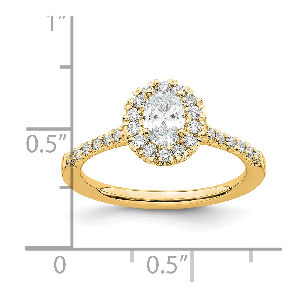 14K Yellow Gold True Origin Lab Grown Diamond Vs+ F+ Complete Oval Halo Eng. R
