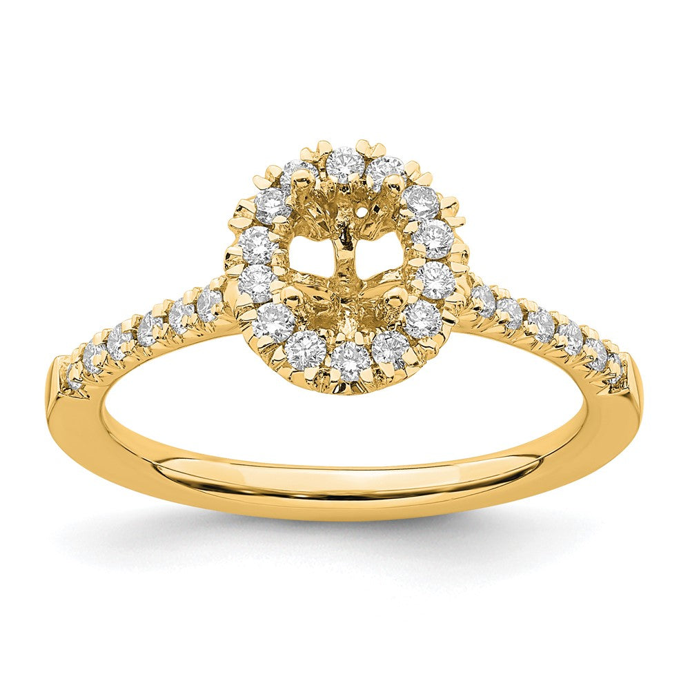 True Origin 14K Yellow Gold 1/3 carat Lab Grown Diamond VS+ F+ Semi-Mount Oval Halo Engagement Ring