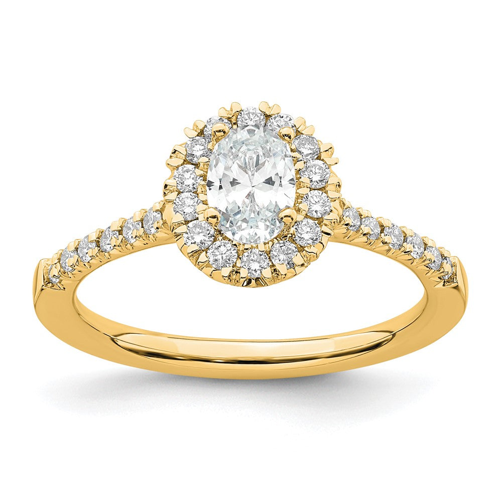 14K Yellow Gold True Origin Lab Grown Diamond Vs+ F+ Complete Oval Halo Eng. R