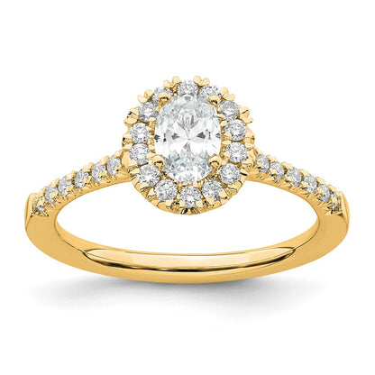 14K Yellow Gold True Origin Lab Grown Diamond Vs+ F+ Complete Oval Halo Eng. R