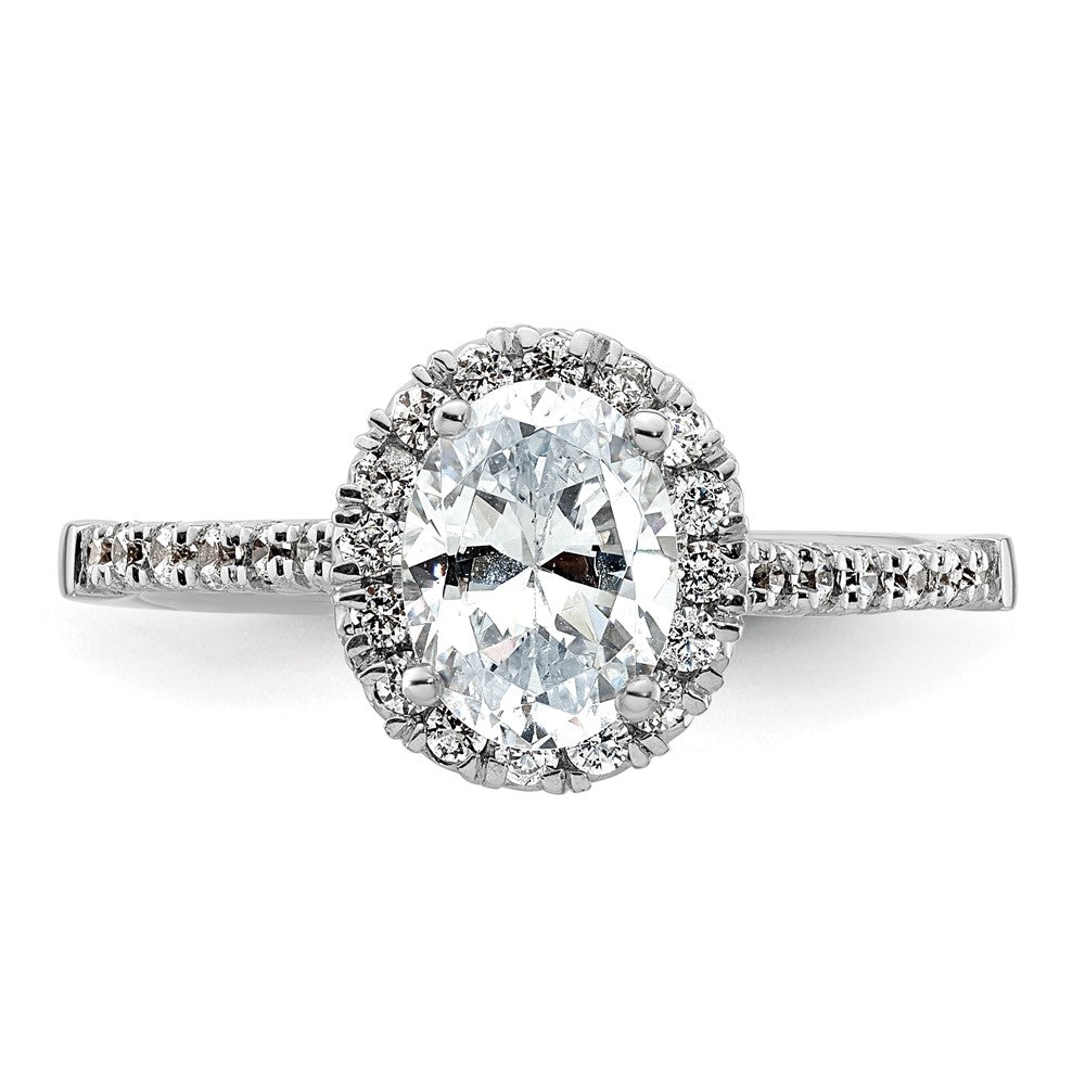 14kw Oval Halo Simulated Diamond Engagement Ring