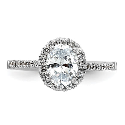 14kw Oval Halo Simulated Diamond Engagement Ring