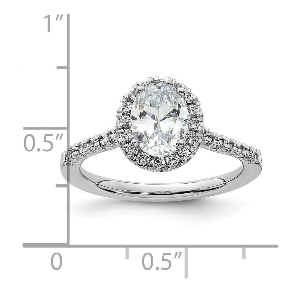 14kw Oval Halo Simulated Diamond Engagement Ring