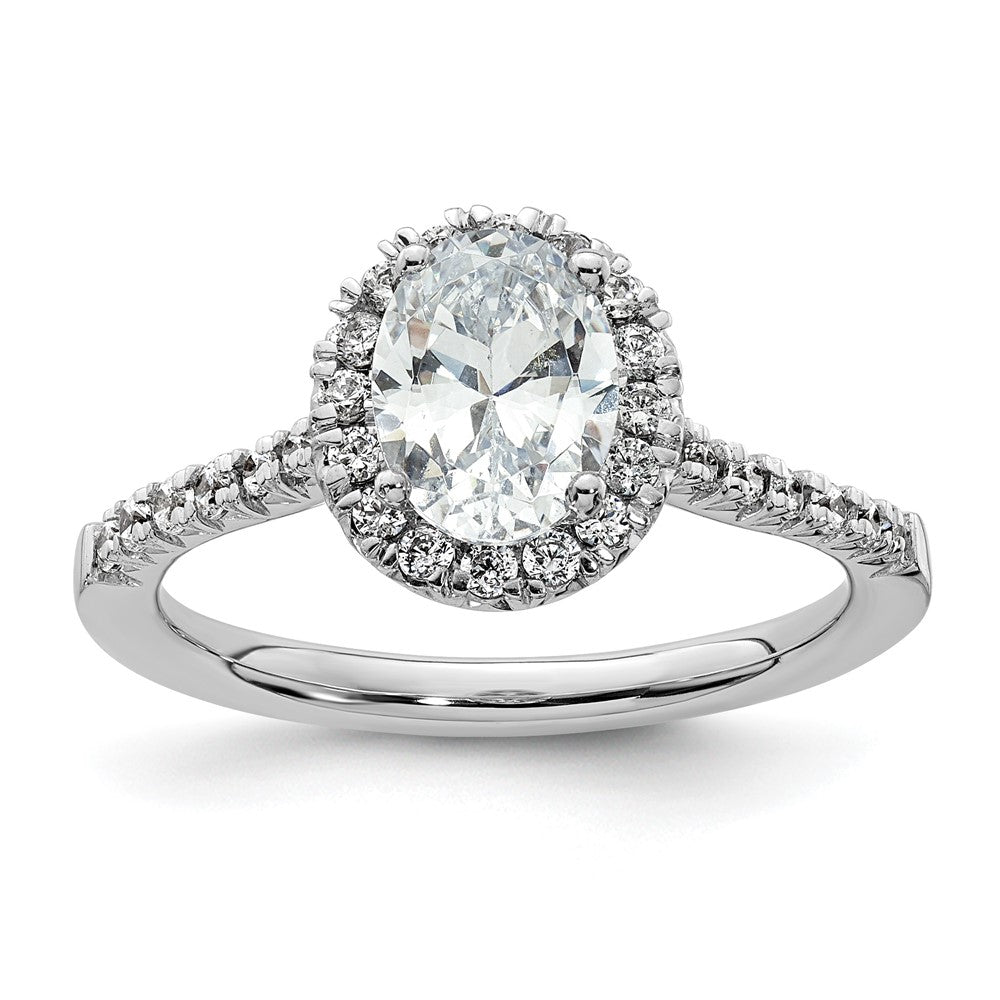 14kw Oval Halo Simulated Diamond Engagement Ring