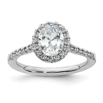 14kw Oval Halo Simulated Diamond Engagement Ring