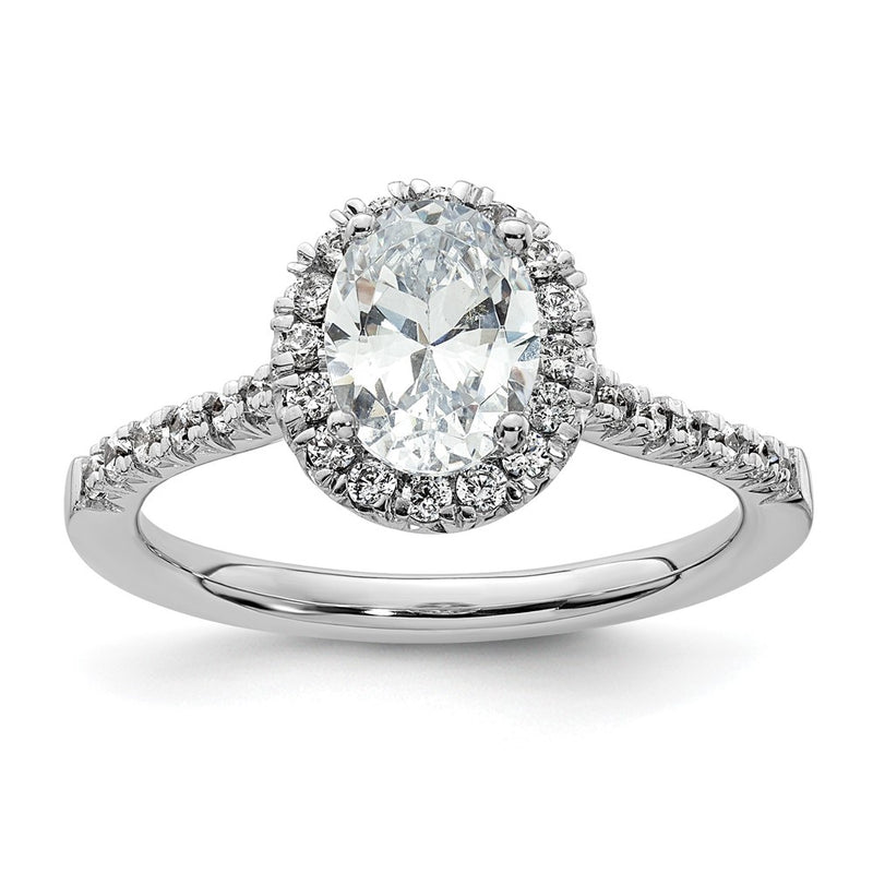 14kw Oval Halo Simulated Diamond Engagement Ring