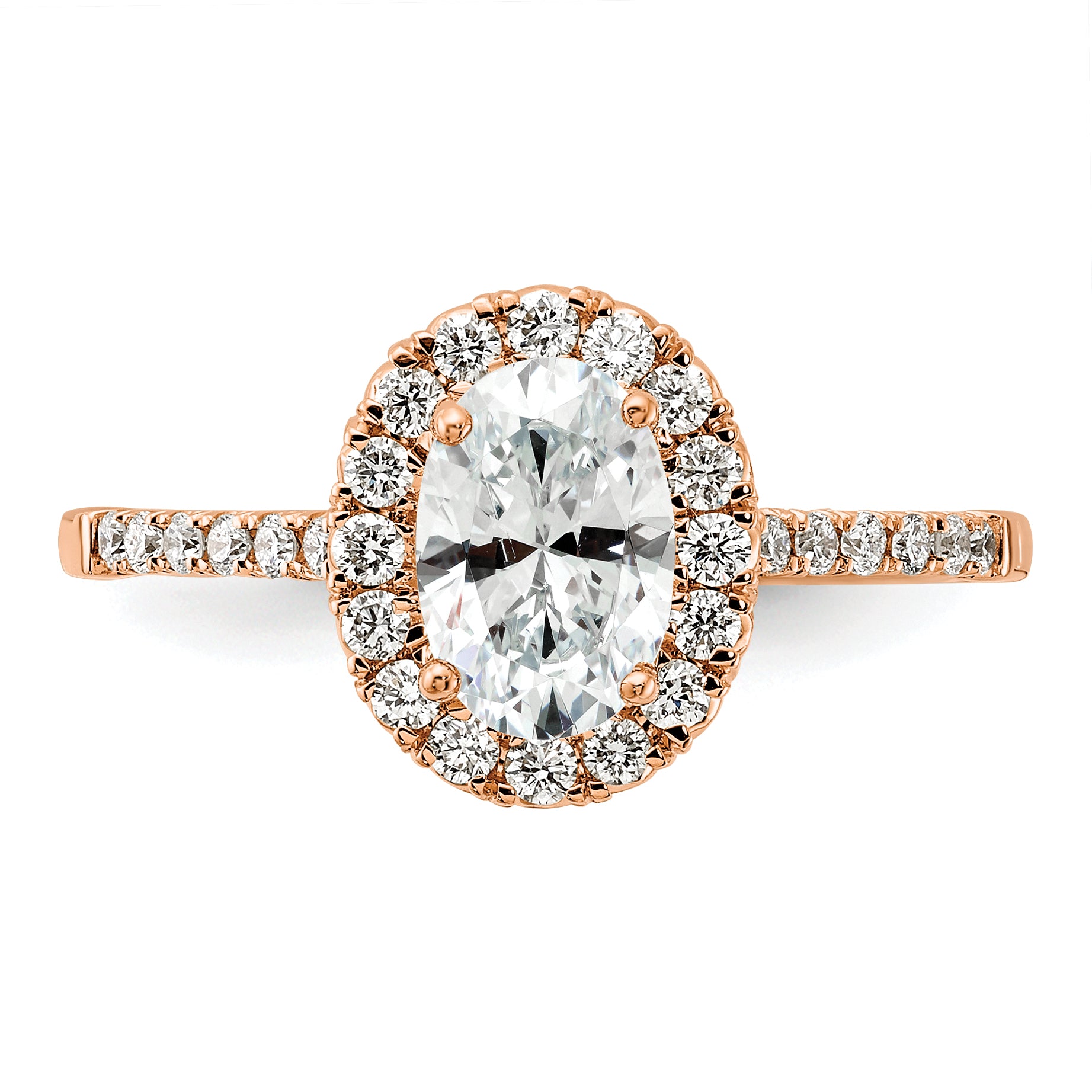 14k Rose Gold 7/8 Ct. Lab Grown Diamond VS/SI+ G+ Oval Halo Engagement Ring