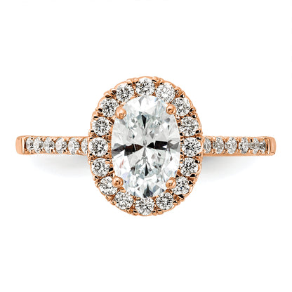 14k Rose Gold 7/8 Ct. Lab Grown Diamond VS/SI+ G+ Oval Halo Engagement Ring