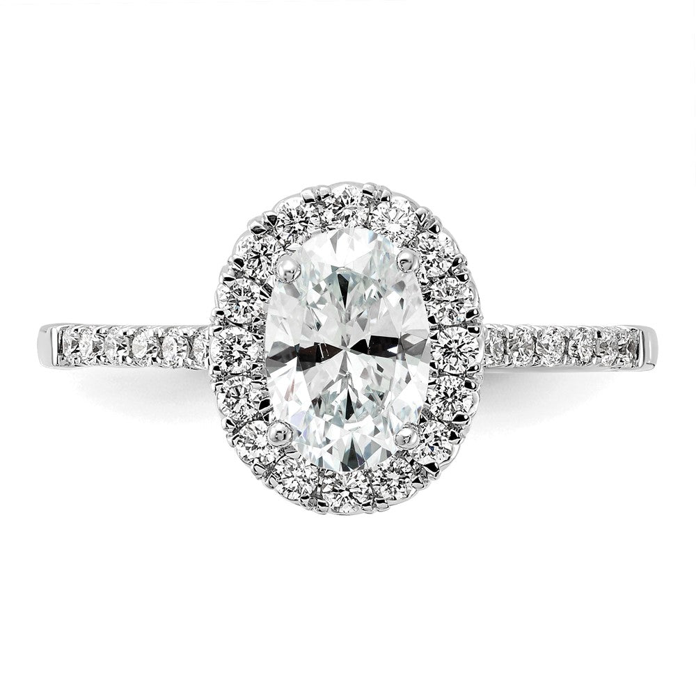 14kw Oval Halo Simulated Diamond Engagement Ring