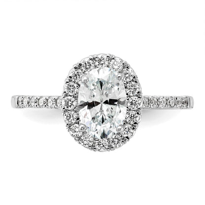 14kw Oval Halo Simulated Diamond Engagement Ring