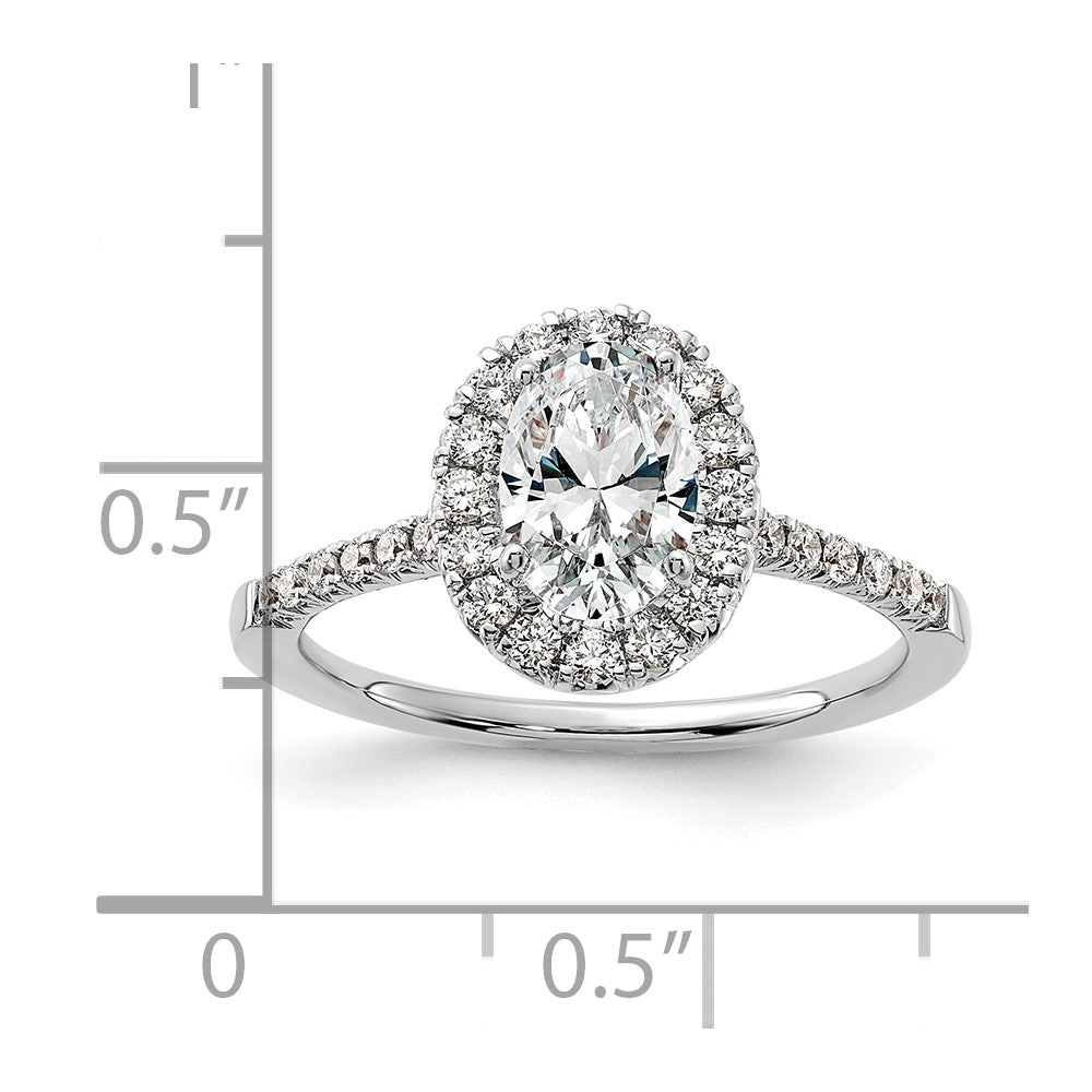 14kw Oval Halo Simulated Diamond Engagement Ring