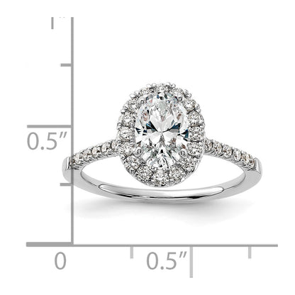 14kw Oval Halo Simulated Diamond Engagement Ring