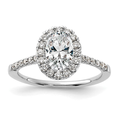 14kw Oval Halo Simulated Diamond Engagement Ring