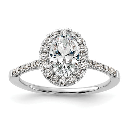 14k White Gold 3/8 Ct. Lab Grown Diamond VS/SI+ G+ 1 Ct. Center Oval Halo Engagement Ring